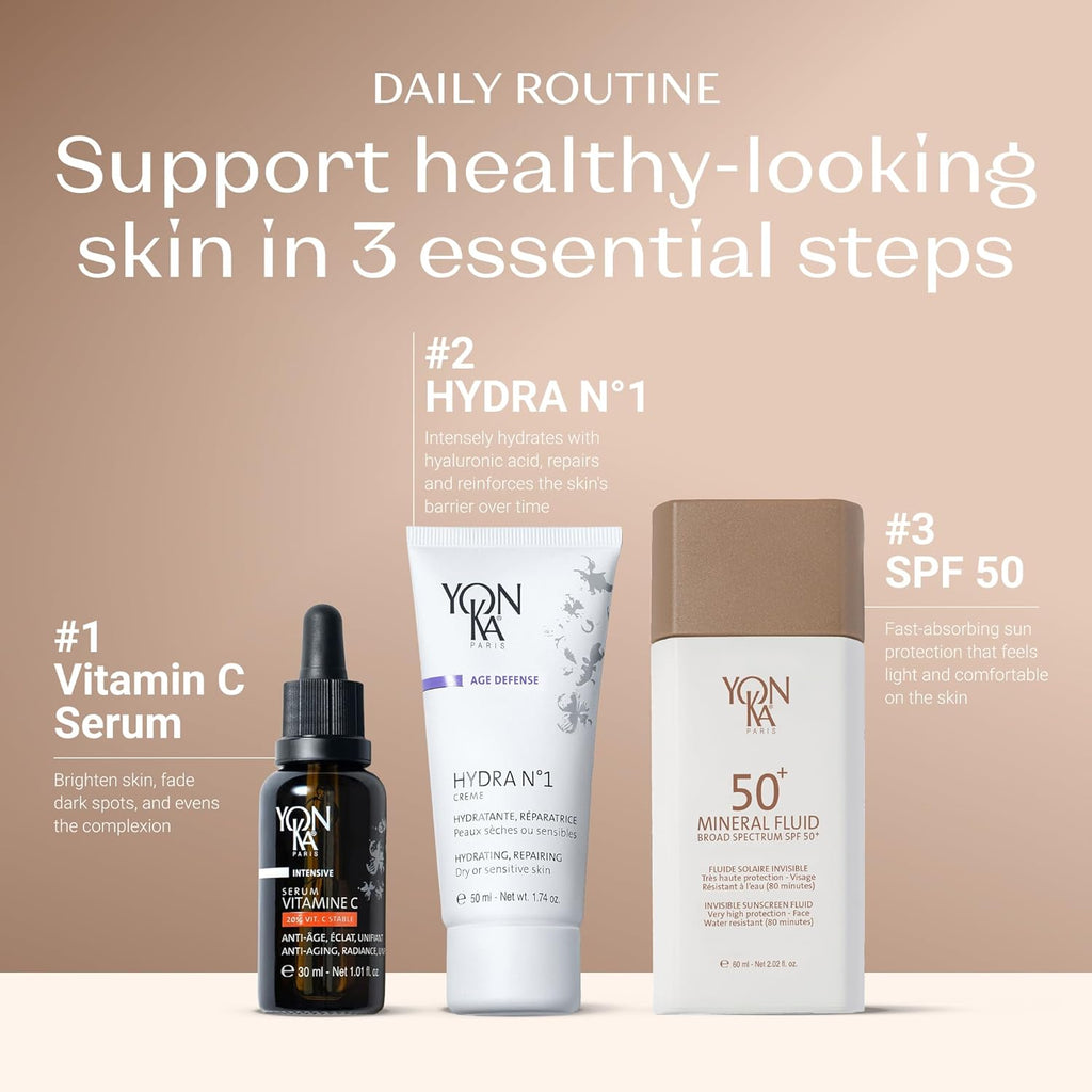YONKA PARIS SPF 50 Mineral Fluid - Weightless Sheer Sunscreen with No White Cast | Fragrance-Free, Water-Resistant Daily Protection