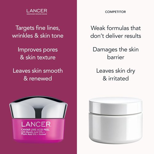 Lancer Skincare Caviar Lime Acid Peel - Brightening Retinol Facial Peel with Glycolic Acid, 1.7 Fl Oz