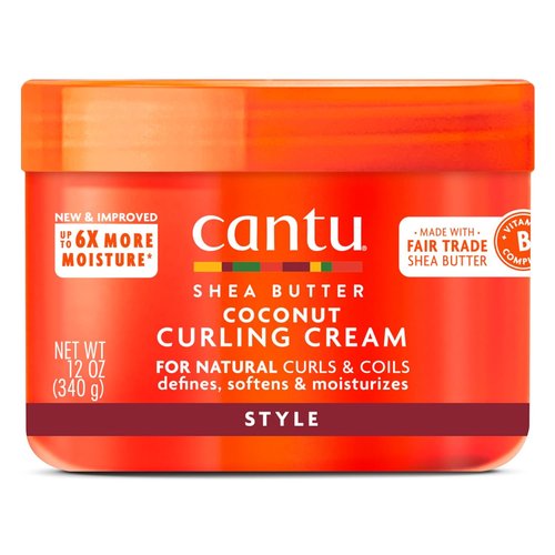 Cantu Coconut Curling Cream - Moisturizing Formula with Shea Butter for Natural Hair, 12 oz