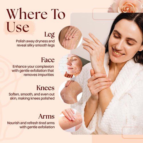 MYSTÉRE BEAUTÉ Himalayan Salt Body Scrub - Exfoliating Collagen & Rose Oil Formula (12 oz) | Reduces Cellulite, Acne & Scars