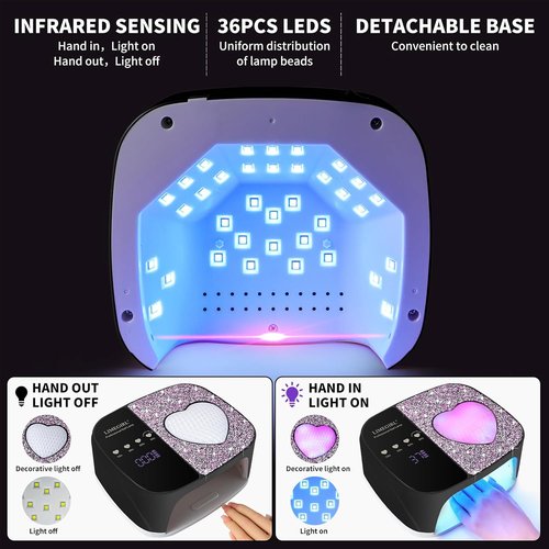 LIMEGIRL UV LED Nail Lamp Kit - Professional Fast Curing Black Dryer with 4 Timer Settings | Cordless Rechargeable Nail Art Machine for Home & Salon
