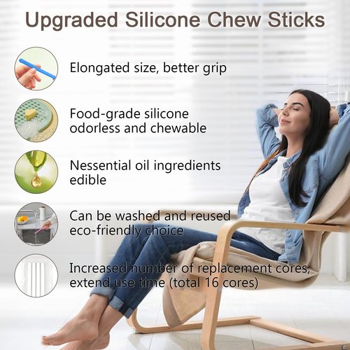 18 Pcs Chewable Essential Oil Breath Stick, Chewable Breather Sticks, Improve Pen Biting, Small Size for Portable Use, Suitable for Carrying Around