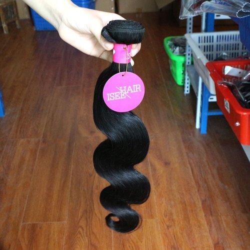 ISEE Hair 8A Unprocessed Brazilian Virgin Body Wave Human Hair One Bundles 100% Unprocessed Human Hair Extensions Natural Black (18'')