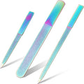 Mudder 3 Pcs Diamond Nail File Set for Women Men Stainless Steel Metal Sapphire Double Side Fingernail Toenail Buffer Filers Rainbow Emery Boards for Salon Home Travel Manicure Pedicure Nail Care Tool
