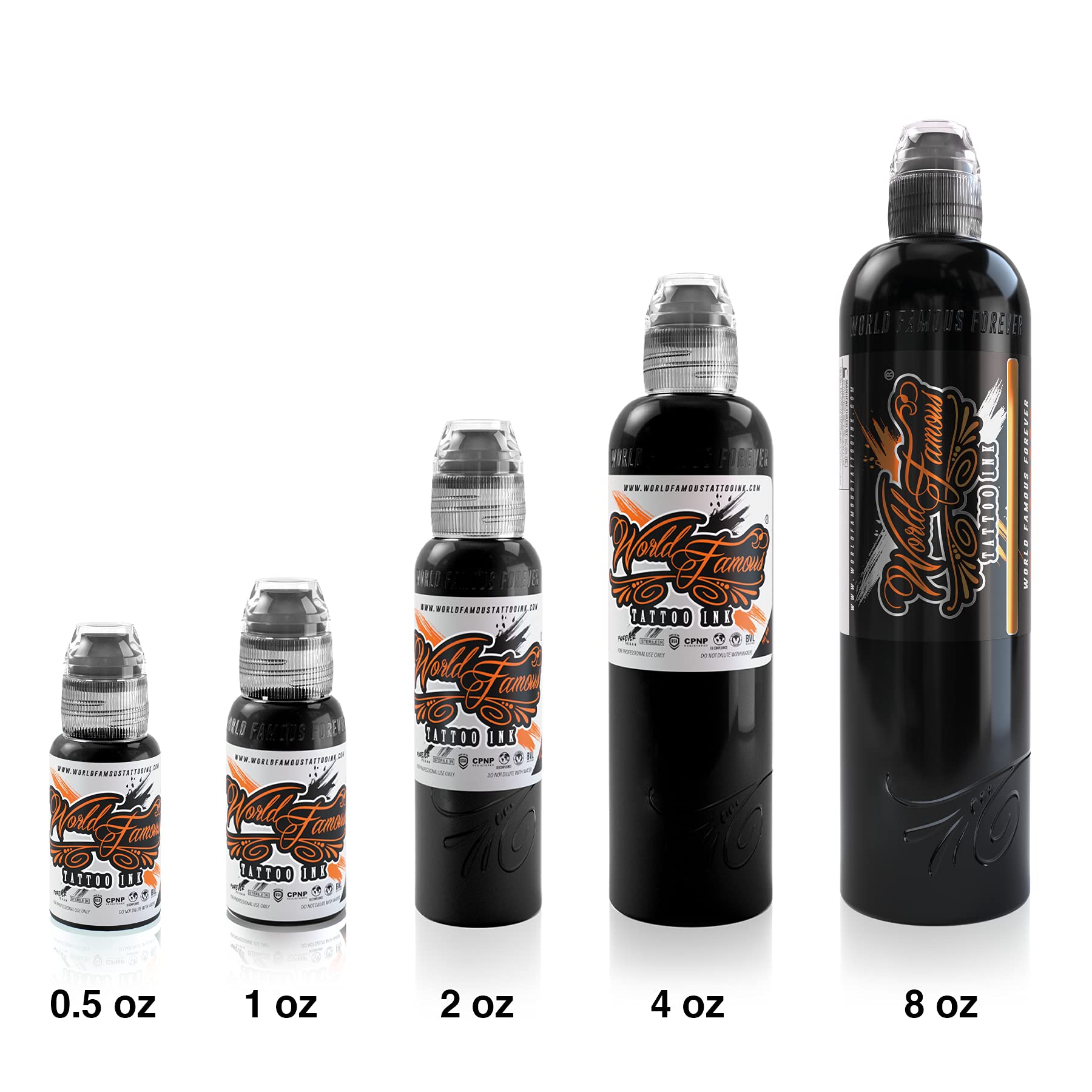 World Famous Tattoo Ink - Poch Monochromatic Tattoo Kit of 6 Tattoo Ink - Professional Tattoo Ink in Grey & Black Shades - Skin-Safe Permanent Tattooing - Vegan & Non-Toxic (1 oz Each)