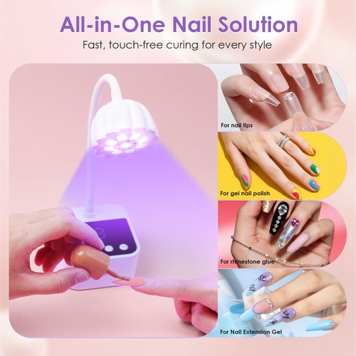 Delanie Cordless UV Nail Lamp, Mini LED UV Light for Gel Nail Polish, Rechargeable LED Nail Light Nail Dryer with 4 Timers & Auto Sensor, Fast Curing Gooseneck Lamp for Home DIY Manicure