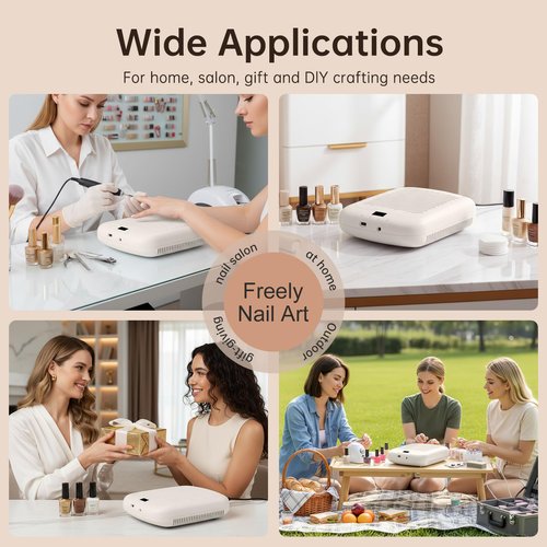 Nail Dust Collector CHRISTINE SHELLY, Cordless Rechargeable 4500RPM Vacuum Nail Tech Fan Extractor, 7200mAh Professional Duster Suction, Low Noise for Women Girl Gift