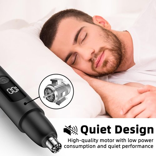 Smity Ear and Nose Hair Trimmer Professional Painless Eyebrow Trimmer for Men and Women Battery-Operated Dual-Edge Blades Built-in LED Light (Black)