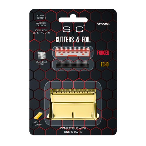 StyleCraft Replacement Uno Mens Shaver Gold Titanium Single Foil Head with Echo & Forged Cutters Gold