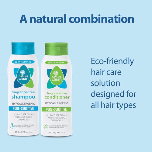 Nature Clean Unscented Hair Conditioner - Hypoallergenic & Sulfate Free, Gentle for Sensitive Scalp | 10 oz/300 ml