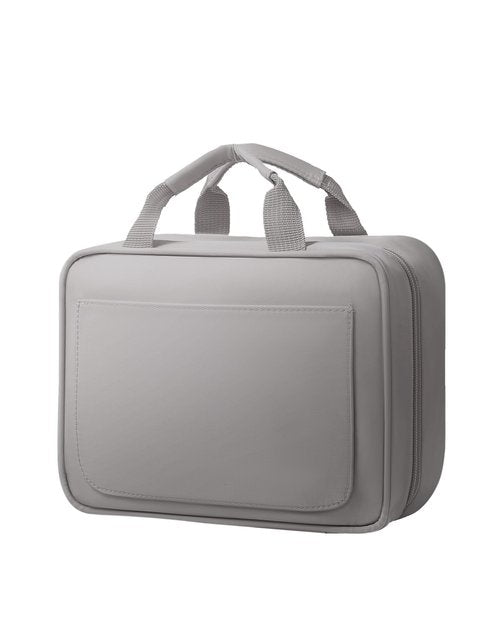 QULUXAO Toiletry Bag for Women & Men, Portable Hanging Makeup Bag/Cosmetic Bag with Compartments, Compact Travel Toiletry Bag Organizers (Grey)