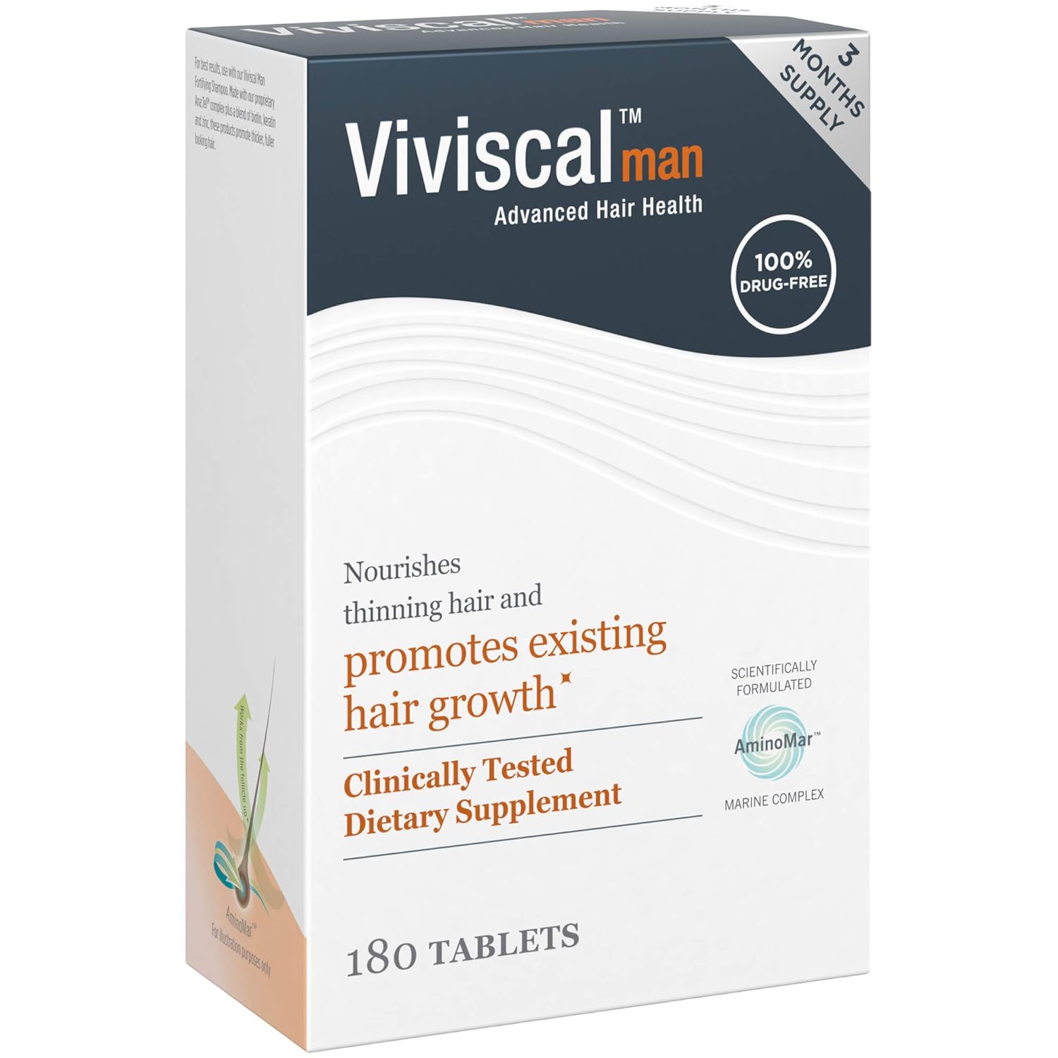 Viviscal Men's Hair Growth Supplements - Clinically Proven Collagen Complex for Thicker, Fuller Hair | 180 Tablets, 3-Month Supply