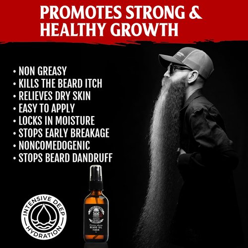 Mad Viking Fenrir Beard Oil – Hydrate, Soften, And Grow Your Beard Naturally. Fight Itch And Dandruff With A Bold Neroli, Rum & Tobacco Scent. Made In The USA - 2oz