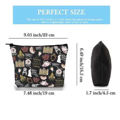 TV Show Inspired Gift V. Crawley Quote Inspired Gift TV Show Merchandise Zipper Pouch Makeup Bag for Fans Women (Down TV Pattern Black)