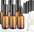 6-Pack 1oz/30ml Amber Glass Spray Bottles for Fine Mist | with 2 Extra Nozzles, Refillable Essential Oil, Toner, Hair Care & Cleaning Solutions Bottles Set | Leak-Proof, UV Protection