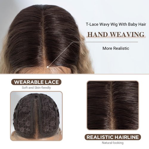 NOBLE Long Wavy Lace Front Wig Highlight Ash Blonde 30 Inch Middle Part Synthetic Lace Front Wig Heat Resistant Fiber Wigs for Daily Party Use