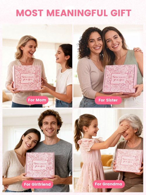 Valentine's Day Gifts for Her, 16Pcs Rose Spa Bath & Body Care Set with Bath Bombs & Lotions, Relaxing Home Spa Gift Kit for Mom Wife Girlfriend, Ideal for Mother’s Day Birthday Women Gift Sets