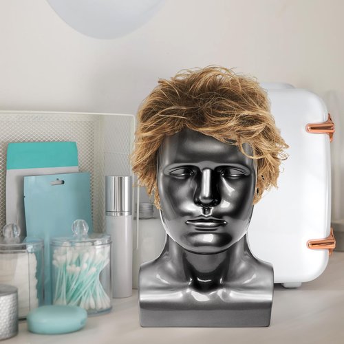 Peohud Male Mannequin Head, Professional Manikin Head, Bald Training Head for Display Wigs, Hats, Sunglasses, Headphone