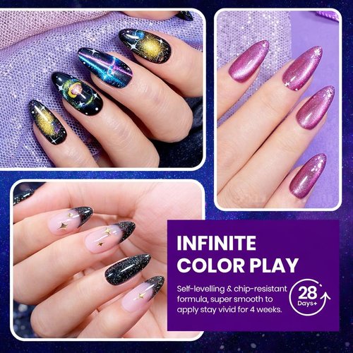 Beetles Chameleon Gel Nail Polish Set - 20 Color Stellar Mirage Cat Eye Temperature Changing Shifting Gel Polish Magnetic Jelly Nails Soak Off UV LED Nail Art Spring Gift for Women&Girls