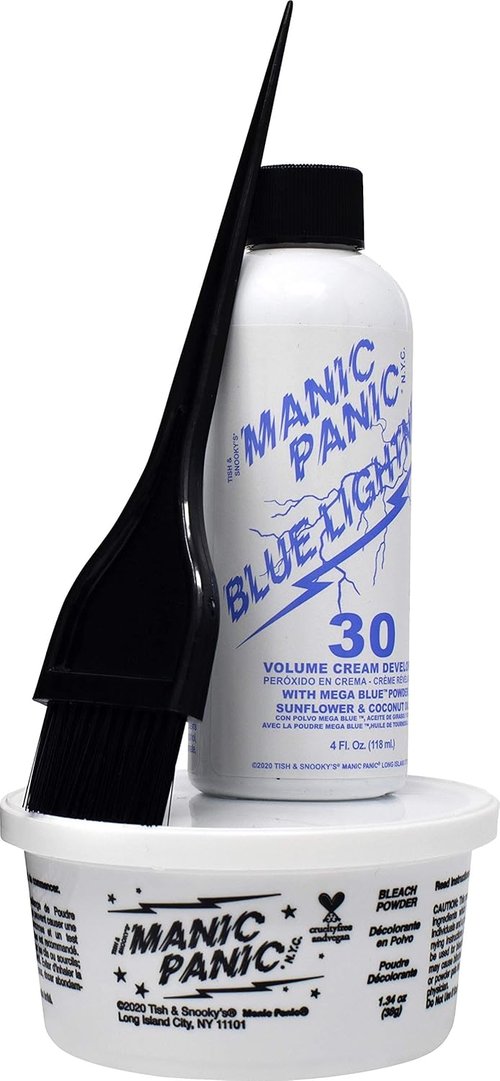 MANIC PANIC Blue Lightning Hair Bleach Kit - 30 Volume Developer & Powder Lightener | Lifts 5 Levels, Vegan & Cruelty-Free