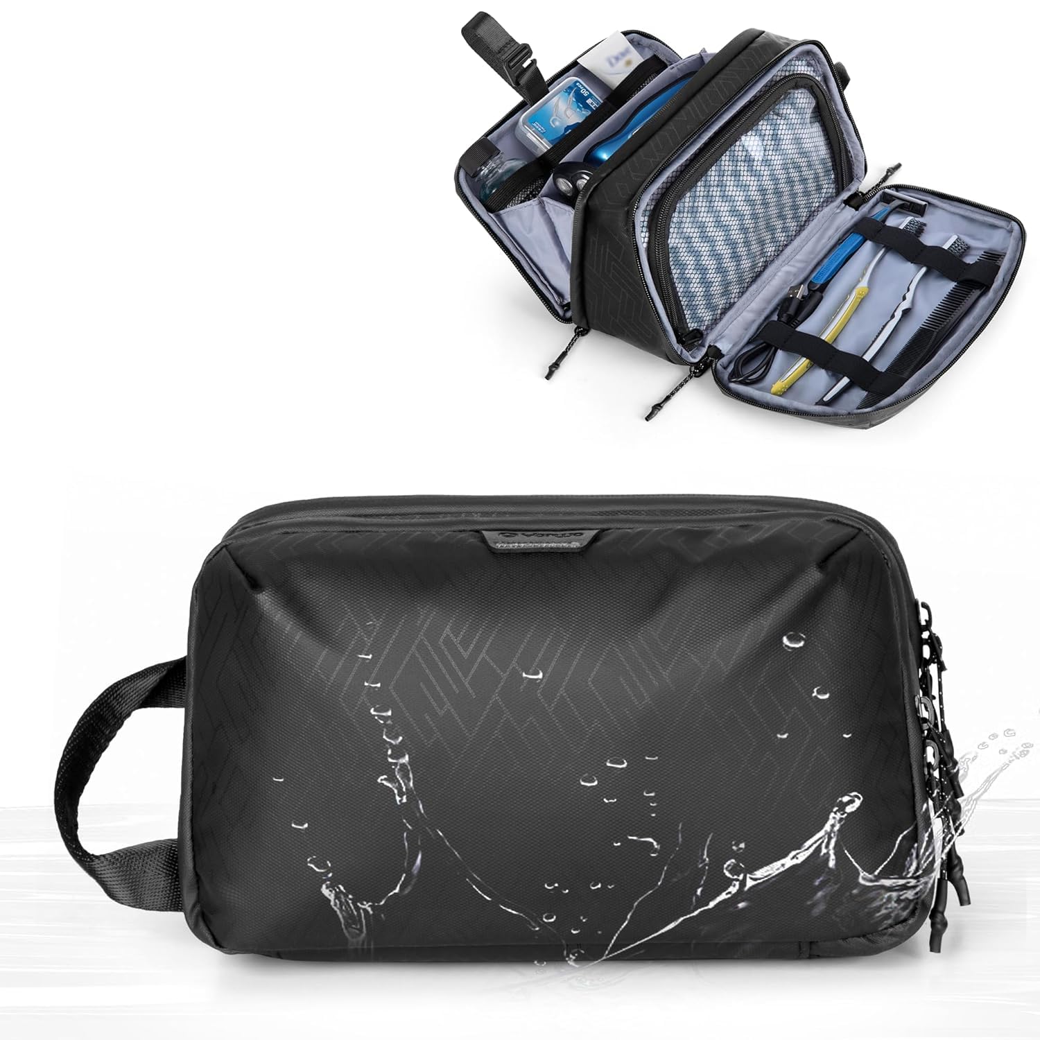 Yarwo Travel Toiletry Bag for Men, Hanging Dopp Kit Shaving Storage Case, Water-resistant Toiletry Organizer Hygiene Bag for Toiletries, Skincare, Razor, Makeup, Shower Essentials, Xmas Gift for Men