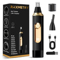 RAXMETRY Nose Hair Trimmer for Men,2026 Professional Painless IPX7 Waterproof,USB Rechargeable with LED Display Dual-Edge Blades,Black