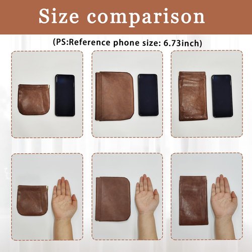 Hapforever 3PCS Pouchic Snap Closure Pouches, Pu Leather Small Makeup Bag for Purse Mini Cosmetic Bags for Travel Makeup Pouch Purse for Women Three Sizes Coin Purses Organizer Storage Pouch(Brown)