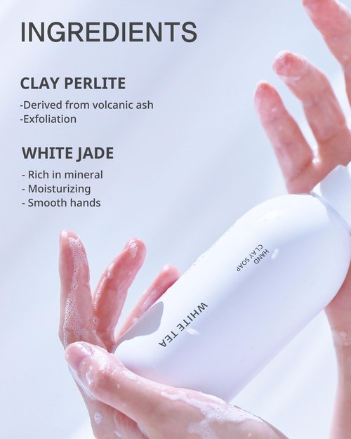 FIT YOUR SKIN Perfumed Hand Clay Soap #White Tea - Exfoliating & Moisturizing Hand Scrub Gel to Bubble Wash - Clay Pearlite & Mineral - Gentle & Long Lasting Fragrance - 1.7 fl.oz