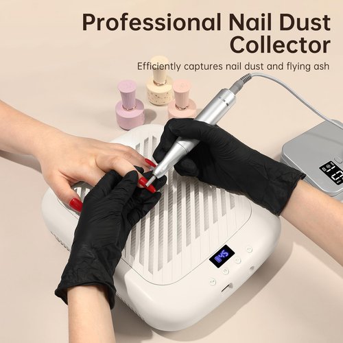 Nail Dust Collector CHRISTINE SHELLY, Cordless Rechargeable 4500RPM Vacuum Nail Tech Fan Extractor, 7200mAh Professional Duster Suction, Low Noise for Women Girl Gift