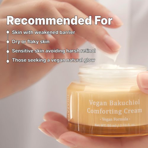 TINAZANA Vegan Bakuchiol Comforting Cream, Gentle Retinol Alternative, 25% Shea Butter, Barrier Strengthening & Hydrating, Dew Drop Texture, 2.7 fl.oz