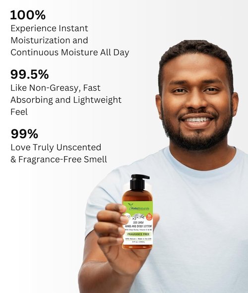 RaGaNaturals Natural Unscented Body Lotion - Hydrating Shea Butter & Vitamin E for Dry Skin | 8 Oz