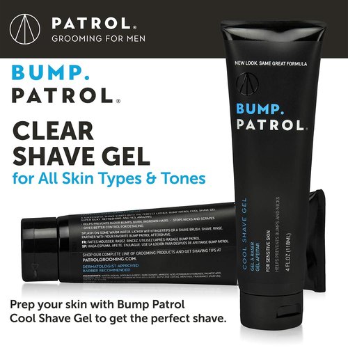 Bump Patrol Cool Shave Gel - Sensitive Clear Shaving Gel With Menthol Prevents Razor Burn, Bumps, Ingrown Hair - 4 Ounces