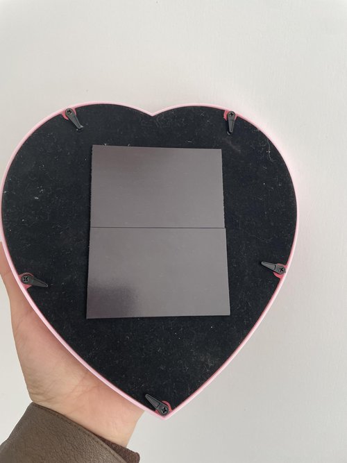 Magnetic Locker Mirror with 6 Heart Magnets, 6.9"x7.3" Heart Magnetic Mirror for School Locker, Locker Accessories Magnetic Makeup Mirror for Girls Bathroom Fridge Office Cabinet Gym Locker (Pink)