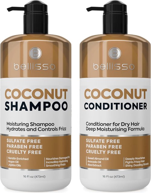 Skiennix Coconut Shampoo & Conditioner Set - Sulfate-Free, Deep Moisturizing Formula for Dry, Damaged Hair | 16 Fl Oz (Set of 2)