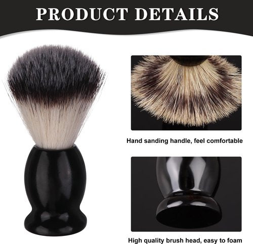 7Pcs Men Shaving Brush Wood Handle, Professional Salon Tools Hand Crafted Shaving Brush Wood Handle Black Wood Handle Shave Brushes Handmade Nylon Hair Brush for Men