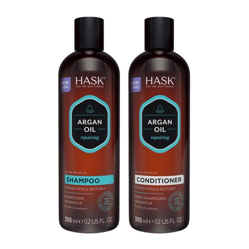 HASK Argan Oil Shampoo & Conditioner Set - Color Safe, Sulfate-Free, Cruelty-Free | 12oz Each