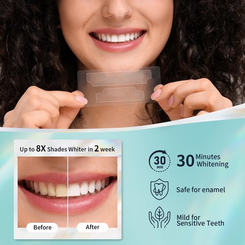 Teeth Whitening Strips Kit - 7 Treatments (14 Strips) - Contain Teeth Whitening Pen, Non-Slip, Sensitive Teeth Whitener, Teeth Whitener for Coffee, Tea,Wine, Tobacco, and Other Stains