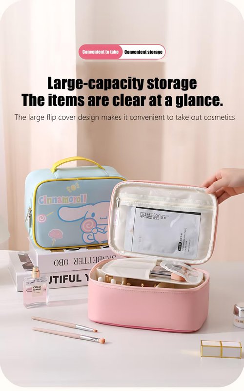 Kitty Makeup Bag – Makeup Organizer, Travel Toiletry Bag for Women & Girls | Cute Cosmetic Bag, Train Case for, Travel Bag, Toiletry Bag for Women, Make up Storage (Pink Kitty)