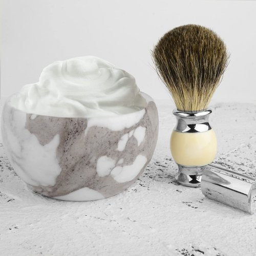 Linkidea Marble Shaving Bowl, Modern Marble Shaving Cream Cup, Large Capacity, 4" x 2" (10cm x 6.5cm), Shave Soap Bowl