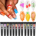 Fcozpjk 3D Sculpting Gel for Nail Art, 12 Colors Soft Modeling Nail Gels, Embossing Liner Polish, Neon Green Yellow Pink Gel Polish Summer Design, Wire Wave Painting Jelly Gels Manicure Kit