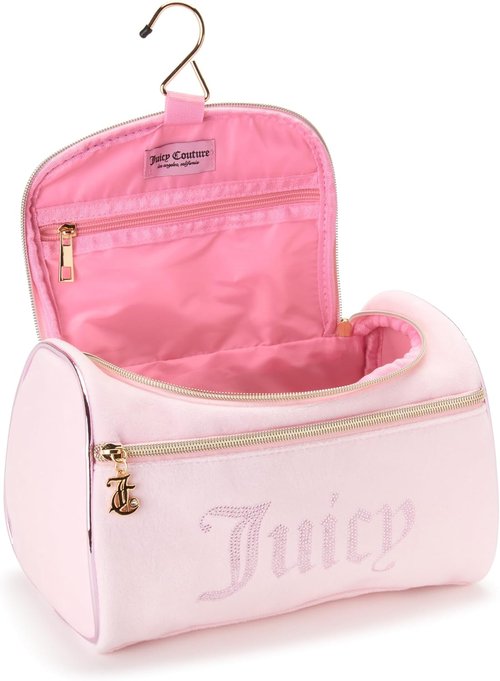 Juicy Couture Pink Makeup Bag - Stylish Cosmetics Organizer with Rhinestones | Travel Essentials