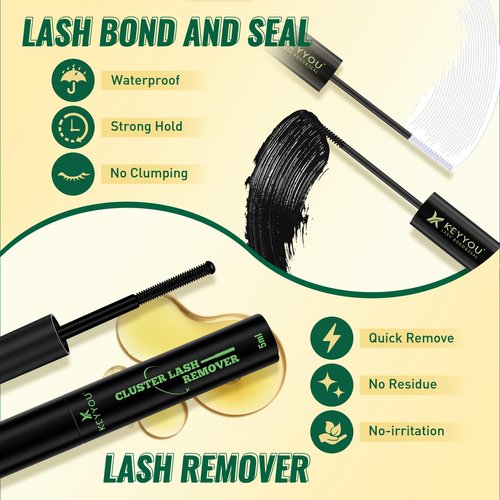 KEYYOULASH Lash Clusters Kit Thick 120pcs 8-18MIX Lash Extension Kit Volume Lash Clusters with Bond and Seal,Remover,Applicators for DIY Eyelash Clusters at Home (KY03 Kit)