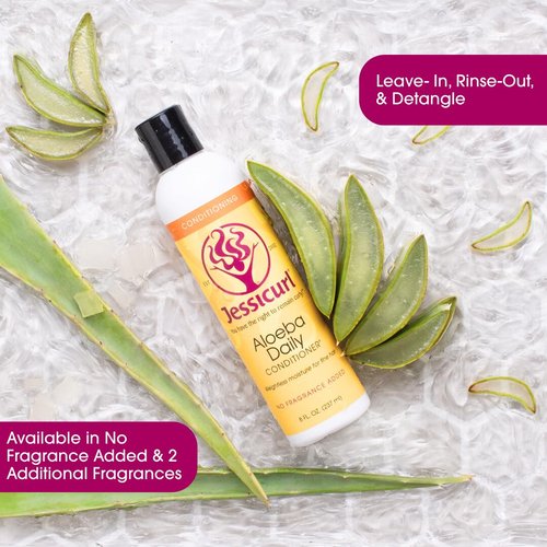 Jessicurl Aloeba Daily Conditioner - Nourishing Leave-In for Curly Hair | Citrus Lavender, 8 Fl Oz