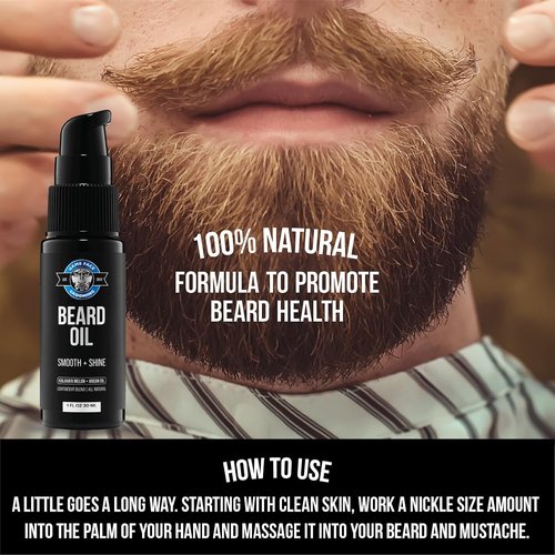 Game Face Natural Beard Oil - Hydrating Men's Beard & Mustache Oil | Eucalyptus & Sea Salt, 1 fl oz | Lightweight Formula for Silky Smooth Shine