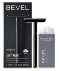 Bevel Safety Razor - Brass Weighted Handle & 10 Double Edge Blades | Prevent Razor Bumps, Black