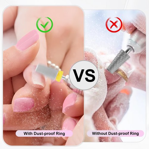 Cnynail 5 in 1 Nail Drill Bit, Tungsten Carbide Multi-Function Bit for Acrylic Nails, Hard Gels, Cuticles Removal, 3/32" Shank, Two-Way Rotation for Left & Right-Handed Use (XF Grit, SILVER)