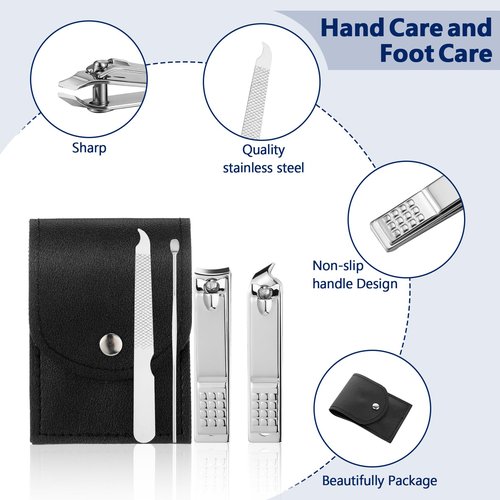 Geosar 50 Set Travel Manicure Kit Bulk Professional Nail Clippers Pedicure Nail Care Tools Grooming Stainless Steel Set with Portable Travel Case, Gift for Christmas Men Women(Black)
