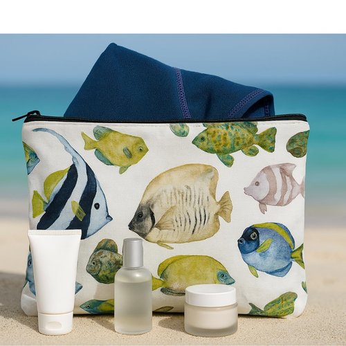 L'OLGA COLLECTION Mid Pouch|Lightweight Reusable Makeup Pouch, Toiletries |Splash-proof Cosmetic Bag, Packable & Travel Waterproof Beach Swimsuit Bathing Suit Bikini Zipper Pouch Gift for her (exotic)