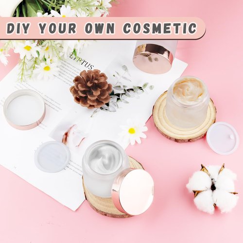 8 Pcs 60g/2oz Cream Jars Glass Cosmetic Containers Empty Glass Sample Jars with Leakproof Lids for Makeup Lotion Eye Creams Scrub Home Travel - Frosted
