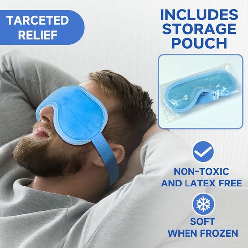 AiricePac Cold Eye Mask Cooling Eye Mask for Dry Eyes, Gel Eye Mask Eye Ice Pack Reusable Cold Eye Compress for Dark Circles, Migraines, Eye Surgery, Skin Care 2 Pack